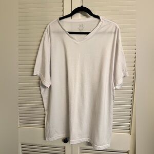 George Men's White V-Neck Tee